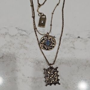 Lucky Brand Gold Necklace with Blue Star and Heart Charms
